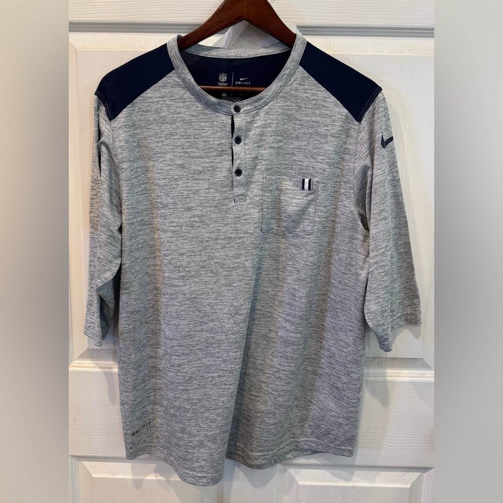 Dallas Cowboys Nike Shirt Men’s Size Large Gray 3/4 Sleeve Dri Fit Team Apparel